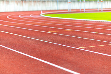 Stadium red runway.Close up.Outdoor image.