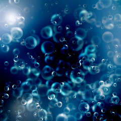 bubbles in the blue water