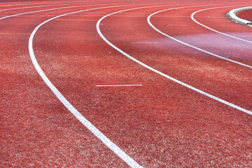 Stadium red runway.Close up.Outdoor image.