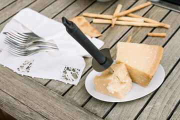 parmesan on the dining table. food concept