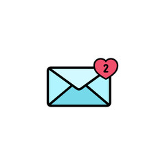 Envelope with hearts icon flat. Love stories symbol. Valentines day concept. Vector on isolated white background. Eps 10