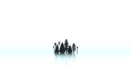 White Simple Background With Forest Winter Vector
