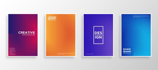 Set of four Minimal covers design. Colorful halftone gradients.modern background template design for web. Cool gradients. Future geometric patterns. Eps10 vector.