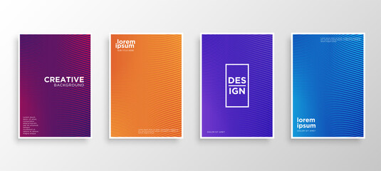 Set of four Minimal covers design. Colorful halftone gradients.modern background template design for web. Cool gradients. Future geometric patterns. Eps10 vector.