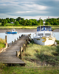 Boat stranded on bank at low tide