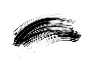 Mascara eyelashes brush stroke makeup isolated on white background. Vector black hand drawn lash scribble texture swatch for fashion cosmetic makeup design