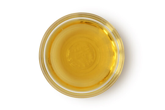 Apple Cider Vinegar In Glass Bowl On White Background