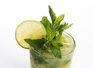 mojito slice lima and mint leaves with white background High quality photo