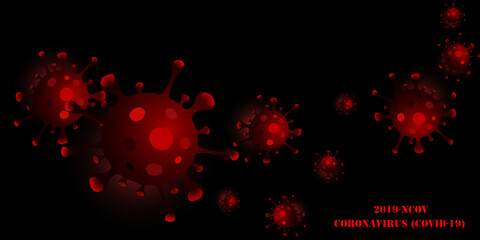 Coronavirus(COVID-19) red color design on black color background. Invitation to template vector illustation and banner, media, website, publish ,news.