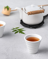 tea cup with teapot food background