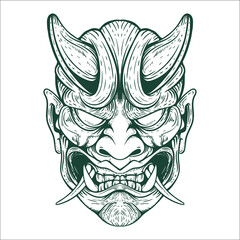 tattoo oni mask artwork illustration