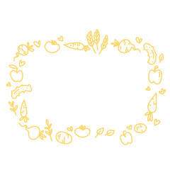 Vector image, clipart, editable details. Boho vegetable frame, text template. Decor doodle element for your design and other.