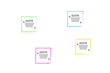 Vector Quote Frames Set, Colorful Watercolor Spots on the Background, Isolated on White Design Elements Collection.