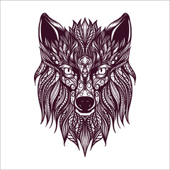 decorative wolf tattoo illustration artwork