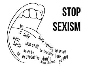 Be a Lady They Said Stop Sexism Speech Vector Line Art Minimalism Drawing Feminism Movement