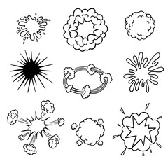 Comic cartoon explosions set
