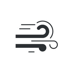 Wind glyph black icon. Green energy vector pictogram. Eco friendly symbol. Airflow. Natural cataclysm. Button for web page, app, promo. UI UX GUI design element.