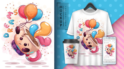 Fly cup airballoon poster and merchandising
