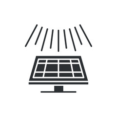Solar panel glyph black icon. Green technology sign. Alternative energy vector pictogram. Photovoltaic system symbol. Button for web page, app, promo. UI UX GUI design element.