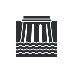 Hydroelectricity glyph black icon. Water resources sign. Green technology symbol. Alternative energy vector pictogram. Button for web page, app, promo. UI UX GUI design element