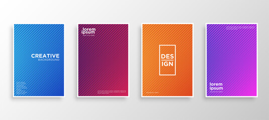 Set of four Minimal covers design. Colorful halftone gradients.modern background template design for web. Cool gradients. Future geometric patterns. Eps10 vector.