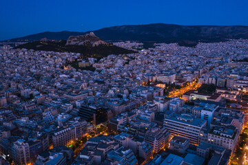 Fototapeta na wymiar Athens city Acropolis view at twilight time, Greece