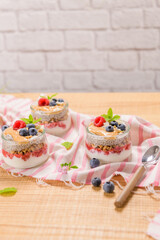 Chia pudding with oat and berries