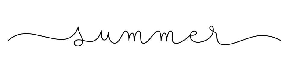 SUMMER black vector monoline calligraphy banner with swashes