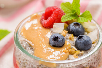 Chia pudding with oat and berries