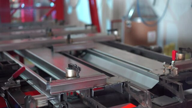 Still VIDEO shot of welding steel machine at industrial factory.