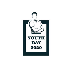 Vector illustration of men figure or silhouette with text in square frame isolated on white background fit for youth day celebration decorative background