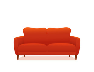 Sofa and couch red colorful cartoon illustration vector.