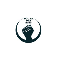 Vector illustration of hand clenched in crescent moon frame with text isolated on white background good for youth day celebration decorative background