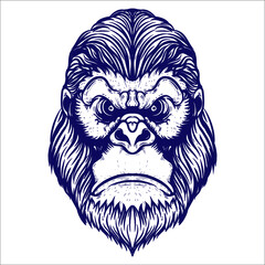 hand drawn gorilla tattoo artwork illustration