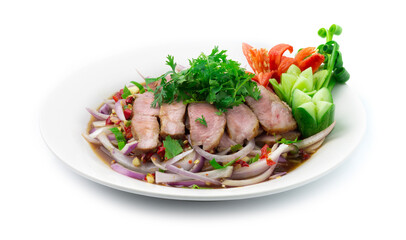Spicy Grilled Pork Slices Salad in Pickled Fish Sauce