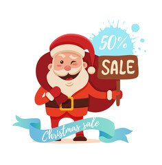 Cartoon Santa Claus for Your Christmas and New Year greeting Design