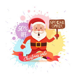Cartoon Santa Claus for Your Christmas and New Year greeting Design