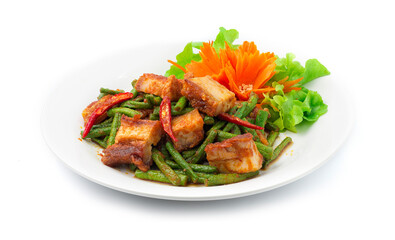 Stire Fried Crispy Pork with Spring Bean and Red Curry
