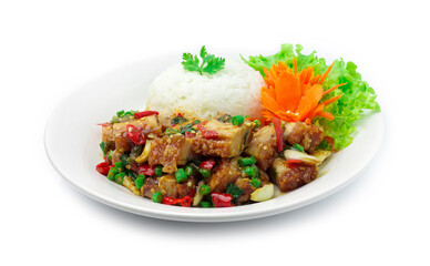 Stire Fried Crispy Pork with Thai Basil,Chilli Pepers
