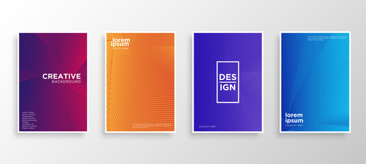 Set of four Minimal covers design. Colorful halftone gradients.modern background template design for web. Cool gradients. Future geometric patterns. Eps10 vector.