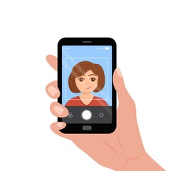 Selfie colorful vector concept.