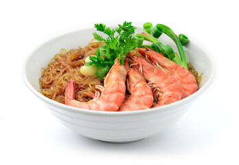 Casseroled shrimps with glass noodles or Shrimp Potted