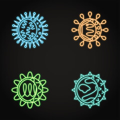 Neon virus icons collection in line style