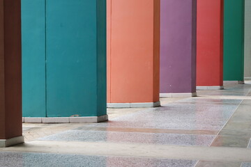 The walls are arranged in multiple colors in the building, giving a modern look.