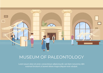 Museum of paleontology poster flat vector template