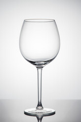 Empty glass of wine on a white background