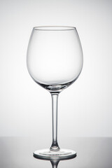 Empty glass of wine on a white background