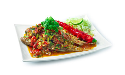Fried Fish with sweet chili sauce Thai spicy food