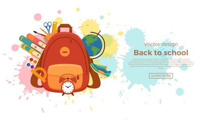 Fototapeta premium Back to school colorful vector concept.
