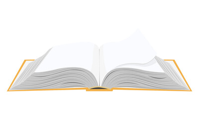 A large open book with lots of white pages. Vector illustration